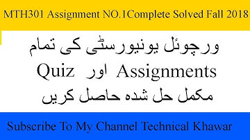 MTH301 Assignment No 1 Complete Solution Fall 2018