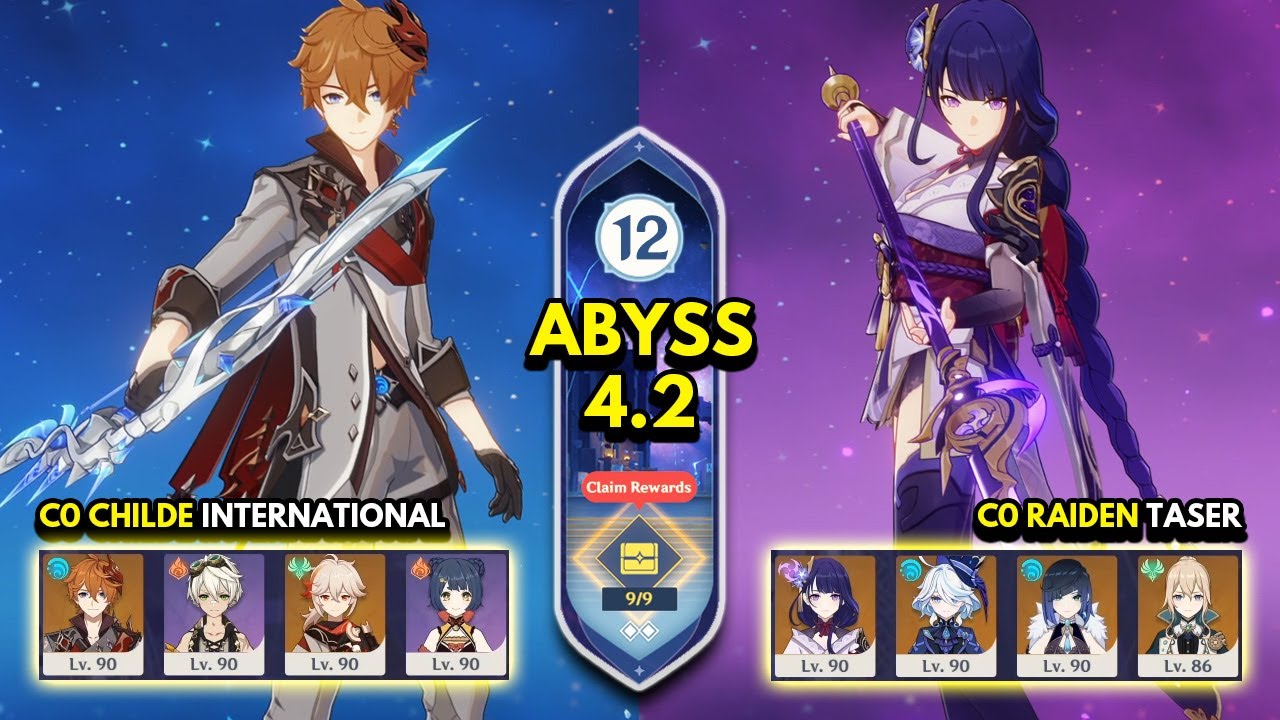 C0 Childe International & C0 Raiden Taser | Spiral Abyss 4.2 Floor 12 9 Stars | Genshin Impact 4.2