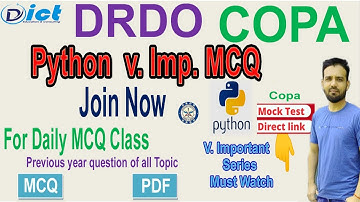 DRDO COPA | Python MCQ | V.V Imp. Must watch | Previous Year Series