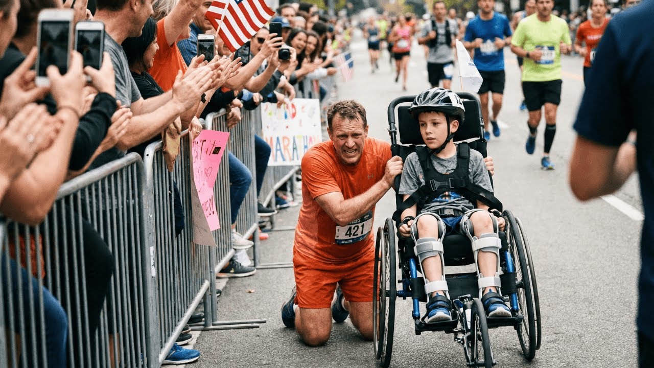 Father Makes a Promise to the Virgin Mary, Runs a Marathon with His Paralyzed Son. At Mile 24, THIS…
