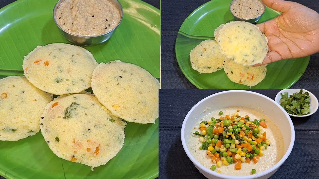 பாசிபருப்பு, ரவை வைத்து Instant Vegetable இட்லி || High Protein, Healthy Moong dal,Rava Idli 