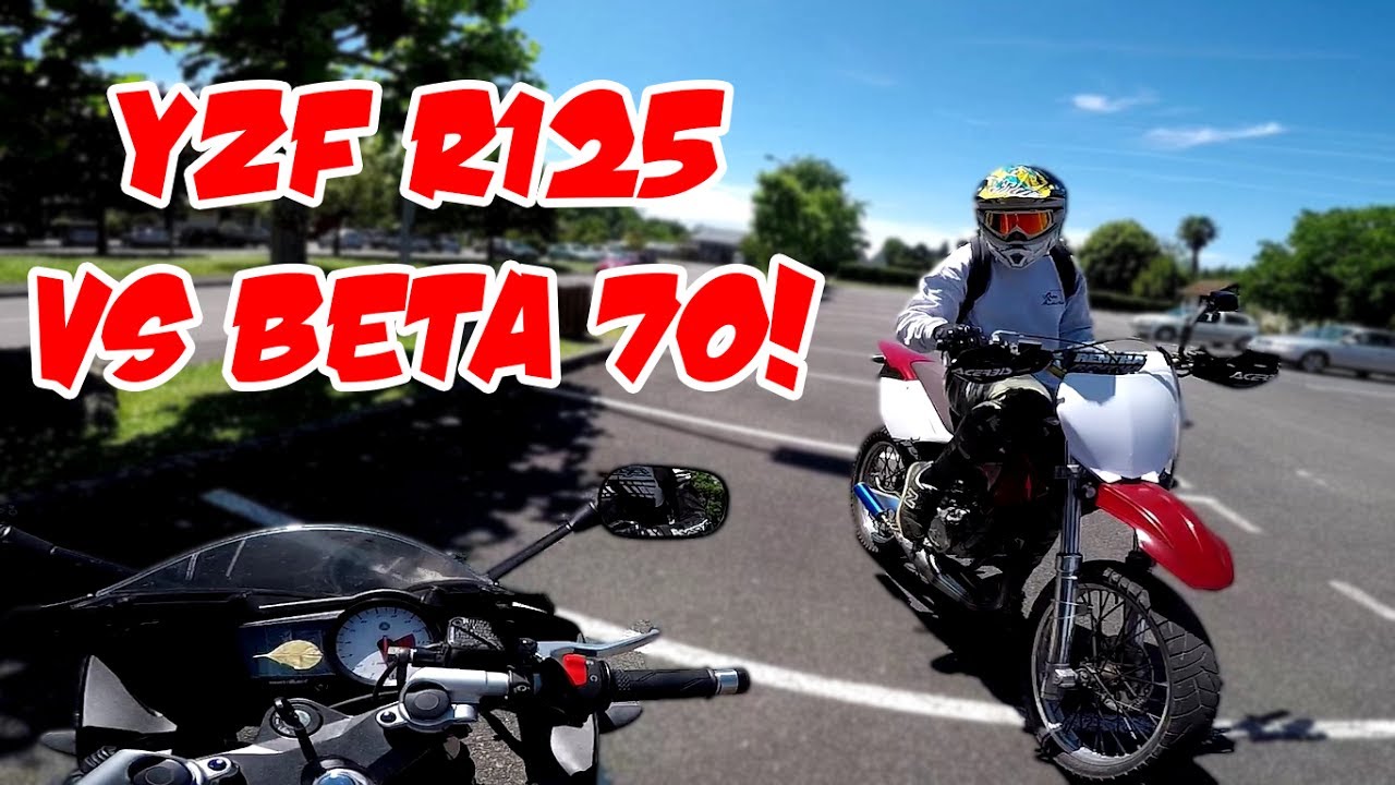 YAMAHA YZF R125 vs Beta 50 kitée 70cc !