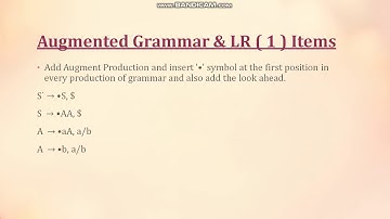 Compiler Construction Lecture #8: Syntax Analysis:- LALR(1) Parser Part 1