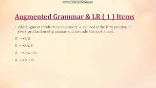 Compiler Construction Lecture #8: Syntax Analysis:- LALR(1) Parser Part 1