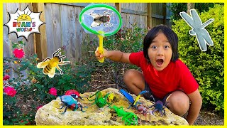 ryans bug hunting the backyard at home pretend play