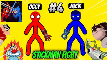 Oggy Challenge Jack in Stickman Duelist Game 😱 With Bob And Shinchan | Oggy Game Part 4