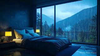 Sleep Fast with Relaxing Rainfall and Soft Piano Instrumentals, soothing piano with rain drops