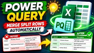 Excel Power Query Trick | Merge Split Rows Automatically 🚀
