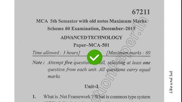 2015 Mdu MCA 5th sem Advance Technology Question Paper #MduQuestionPaper