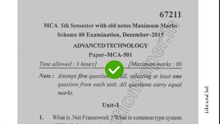2015 Mdu MCA 5th sem Advance Technology Question Paper #MduQuestionPaper