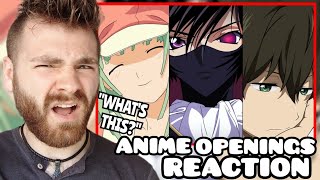 First Time Reacting to HYOUKA x Monogatari x Code Geass ANIME Openings | New Anime Fan!