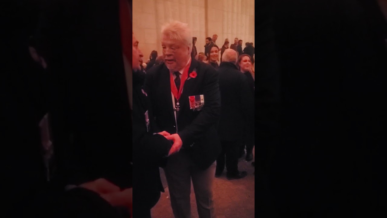 Simon Weston CBE 🇬🇧 Menin Gate Ypres Belgium Veteran  Falklands War 1982 Welsh Guards badly hurt