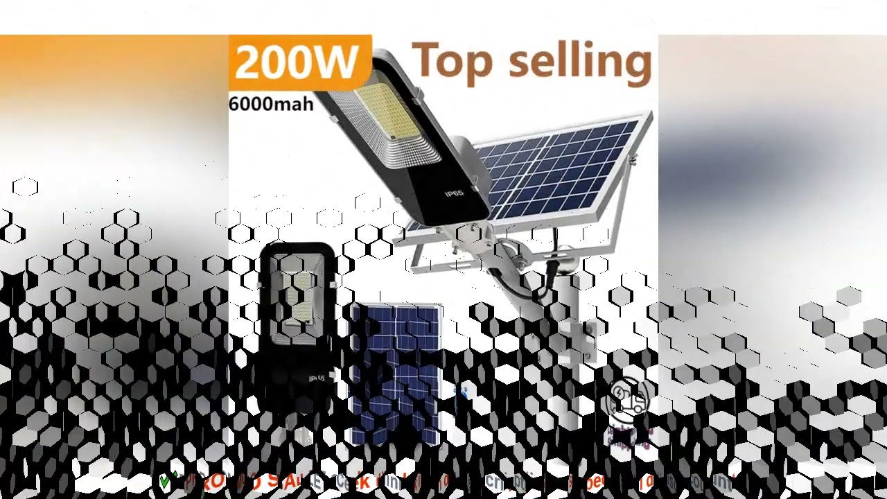 200W Powerful Solar Light Outdoor Solar Street Light 6000mah Waterproof Automatic Dusk to Dawn Stree