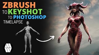 ZBrush to Keyshot to Photoshop Timelapse - 'Dragon Princess' Concept