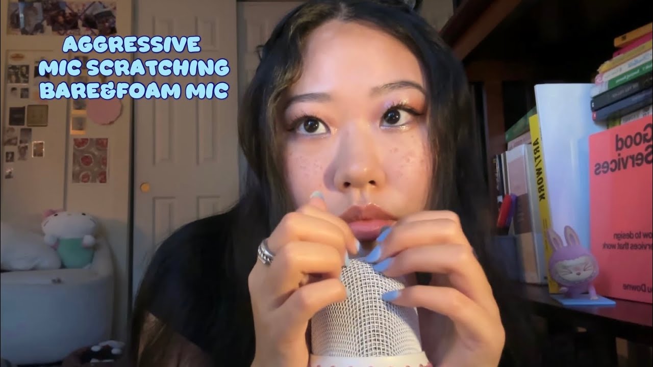 Aggressive mic scratching, bare mic and foam cover