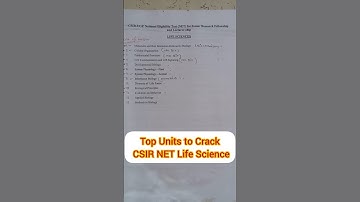 Top Units to Crack CSIR NET Life Science #CSIRNET #CSIRNETLifeScience #CSIRNETPreparation