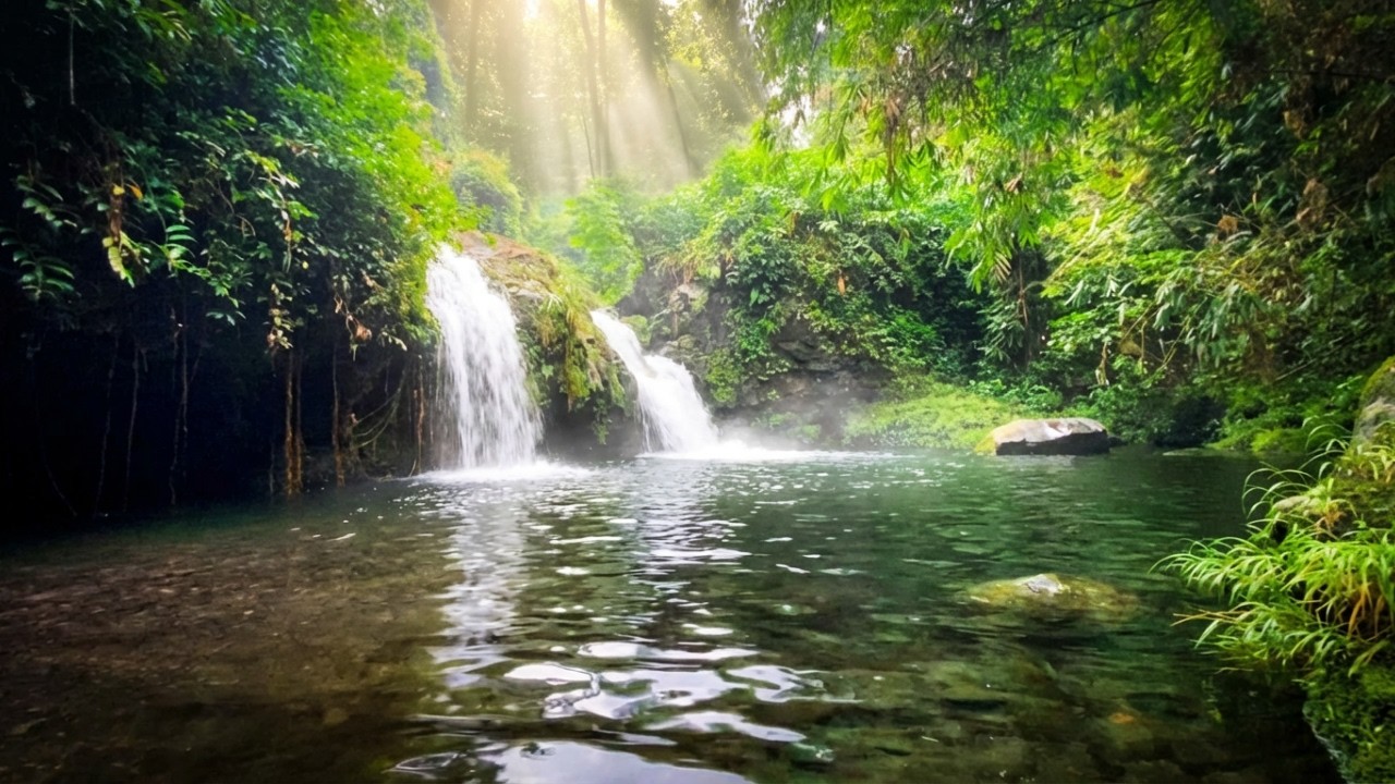 Warm Night Sleep Music with Waterfall Sounds for Emotional Healing 🤍💦🌙