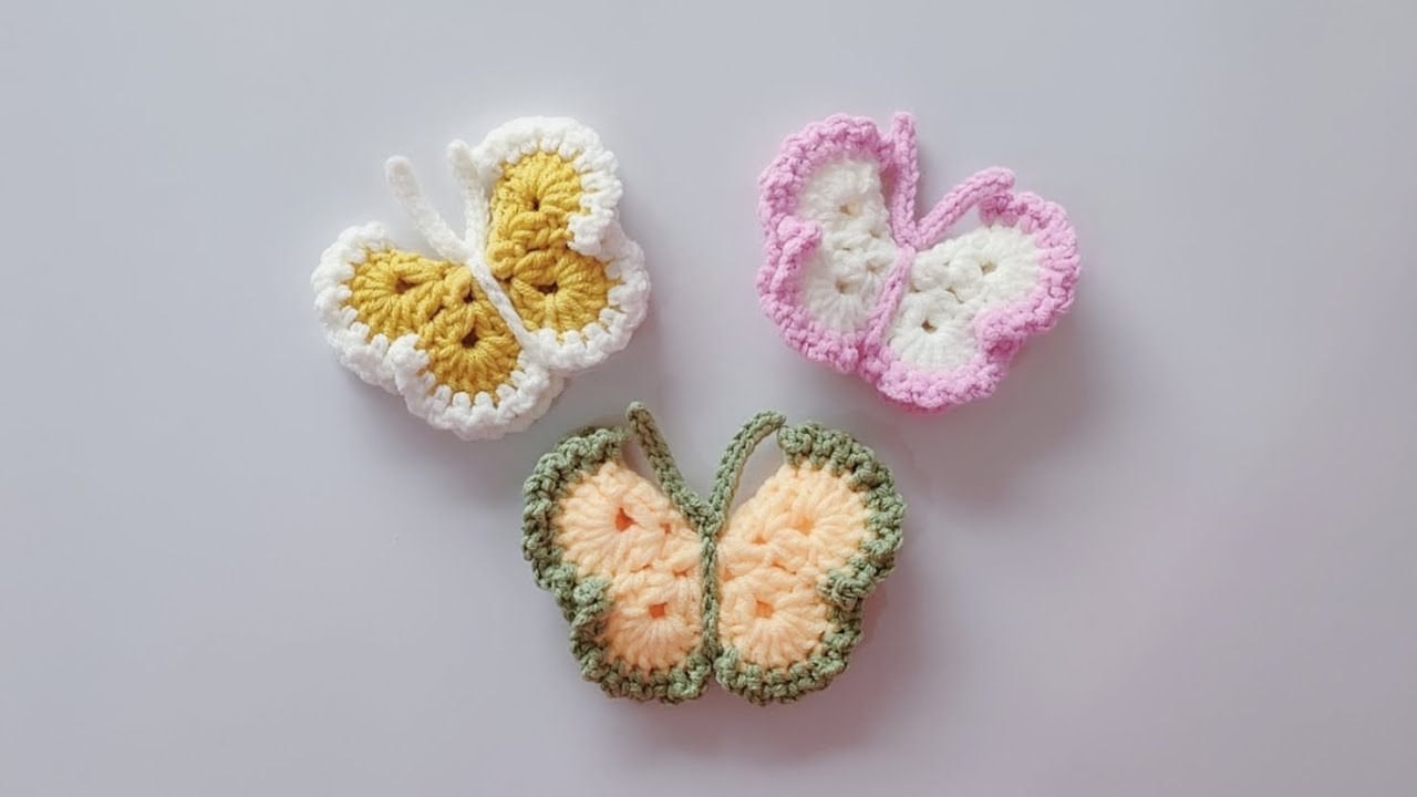 钩针编织 一款非常可爱的蝴蝶 翩翩起舞的百搭装饰物