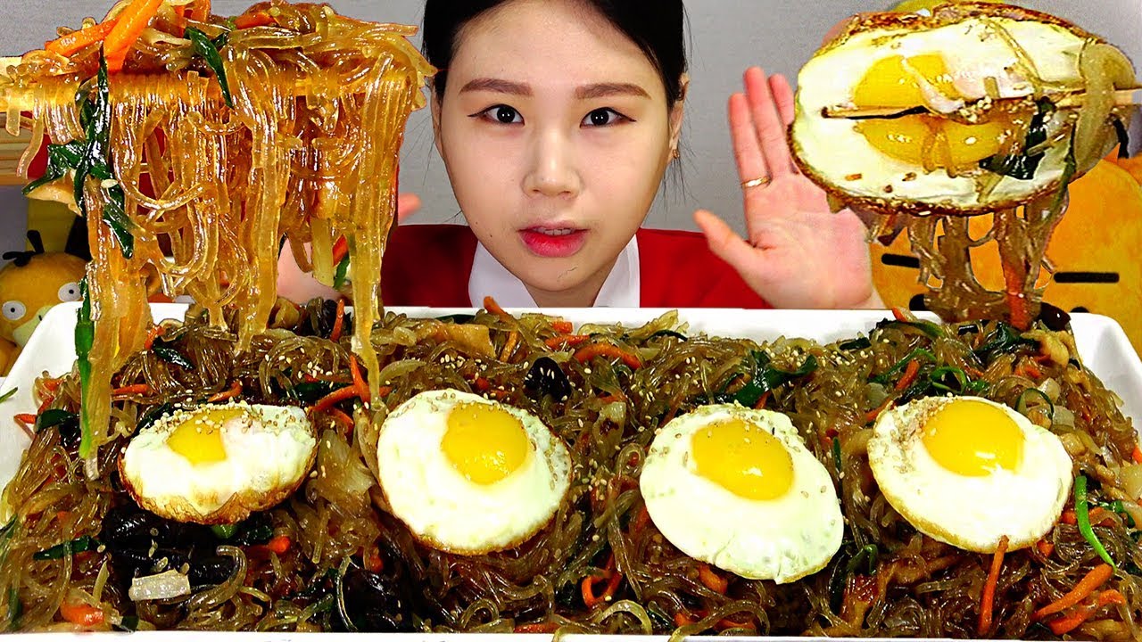잡채 많이 Japchae Stir Fried Glass Noodles And Vegetables 먹방 Mukbang Eating Sound