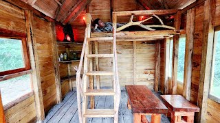 alone built a wooden house in the forest, went bushwalking