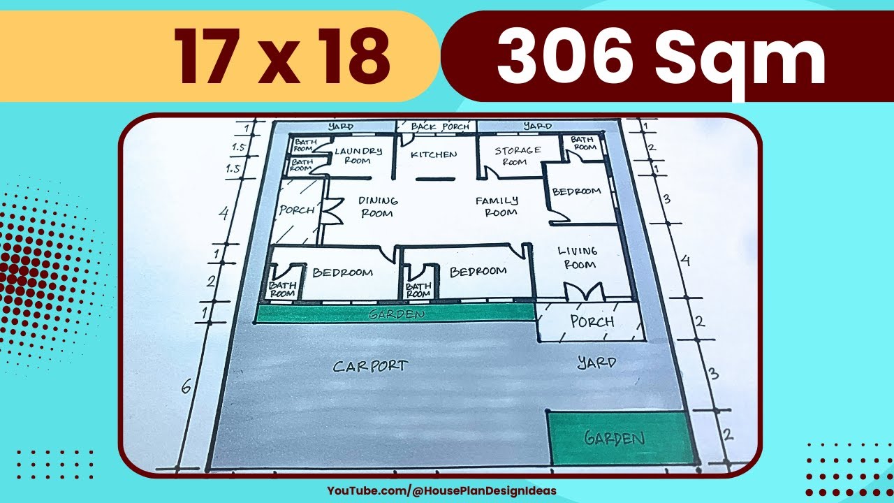 306 square meter House Plan Design 17x18 meters 3 Bedroom - YouTube