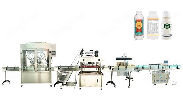 Farm Chemical Pesticide Liquid Bottle Filling Capping Sealing Labeling Machine Production Line