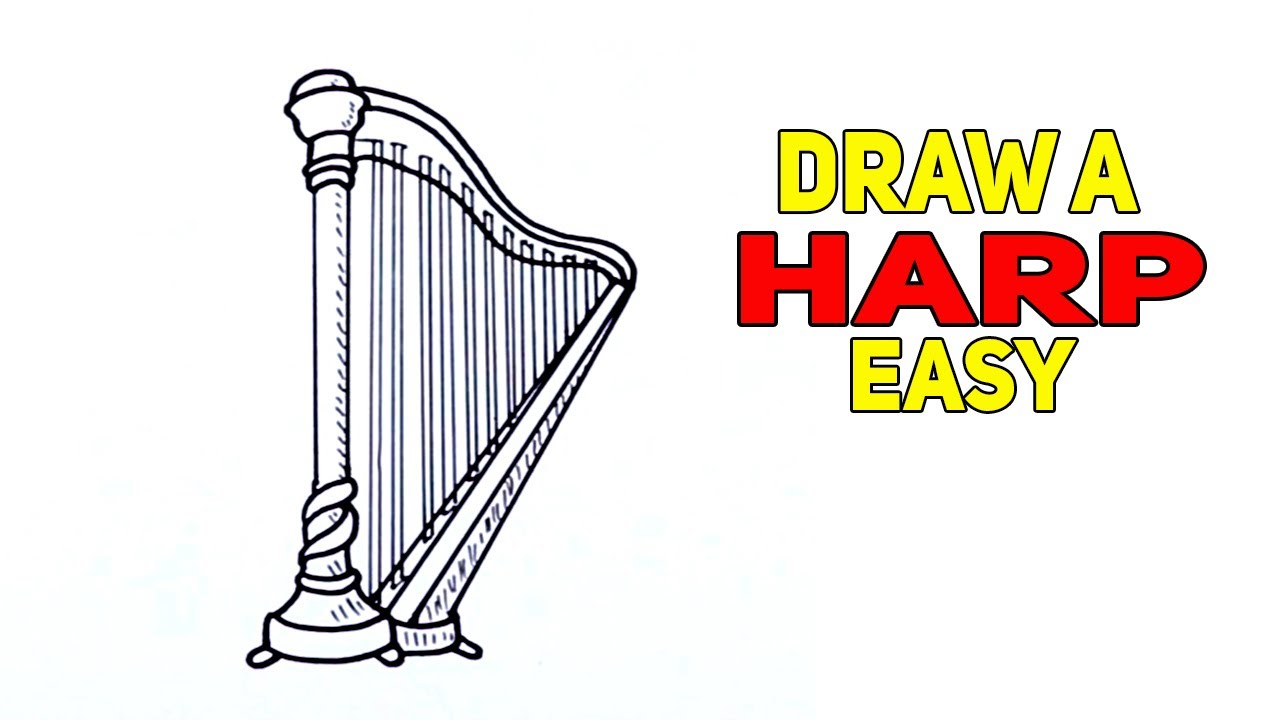 How to draw a Harp - YouTube
