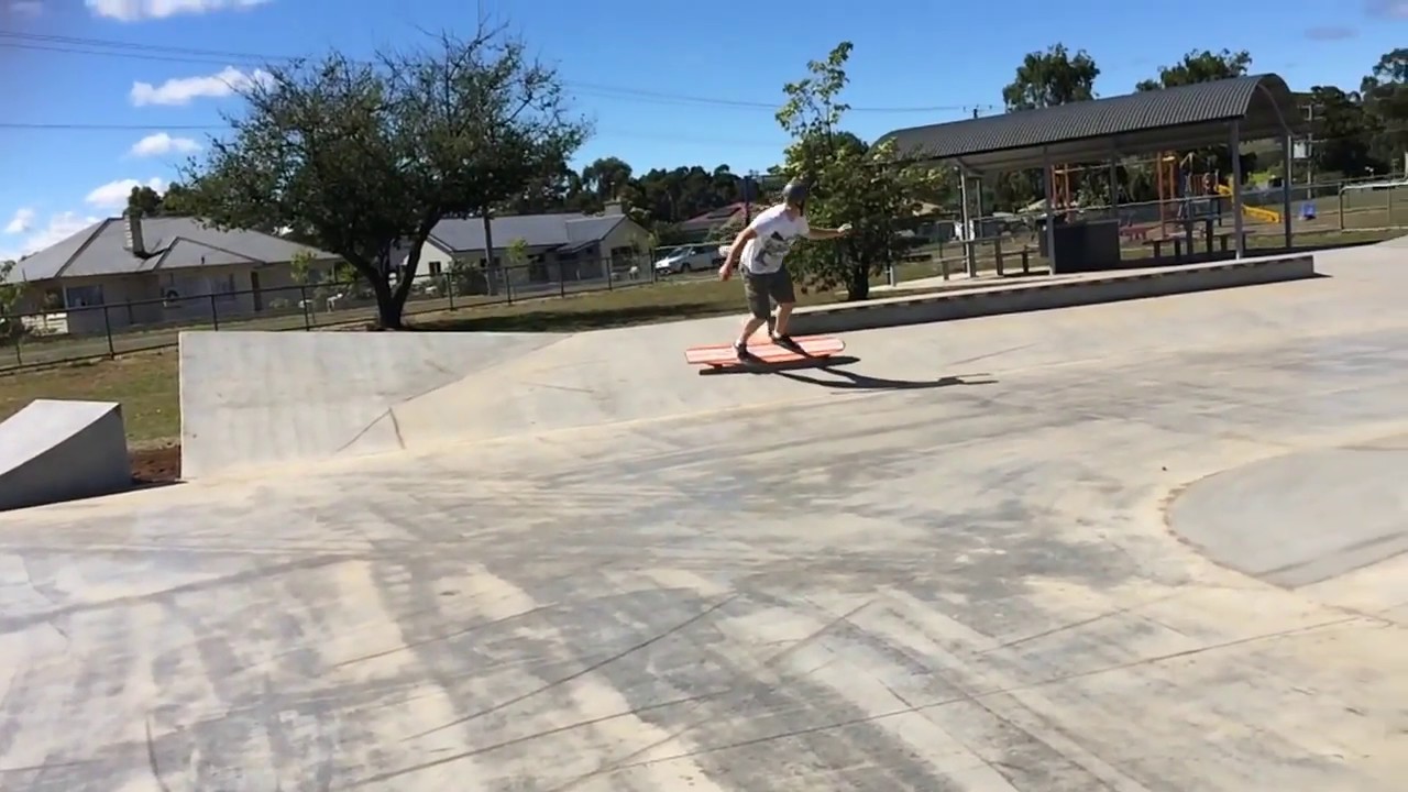 Kahuna Creations Bombora at the Railton skate park. YouTube