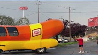 The Wienermobile parks at Franks Diner