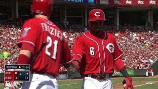 PHI@CIN: Bruce hits a sacrifice fly to left field