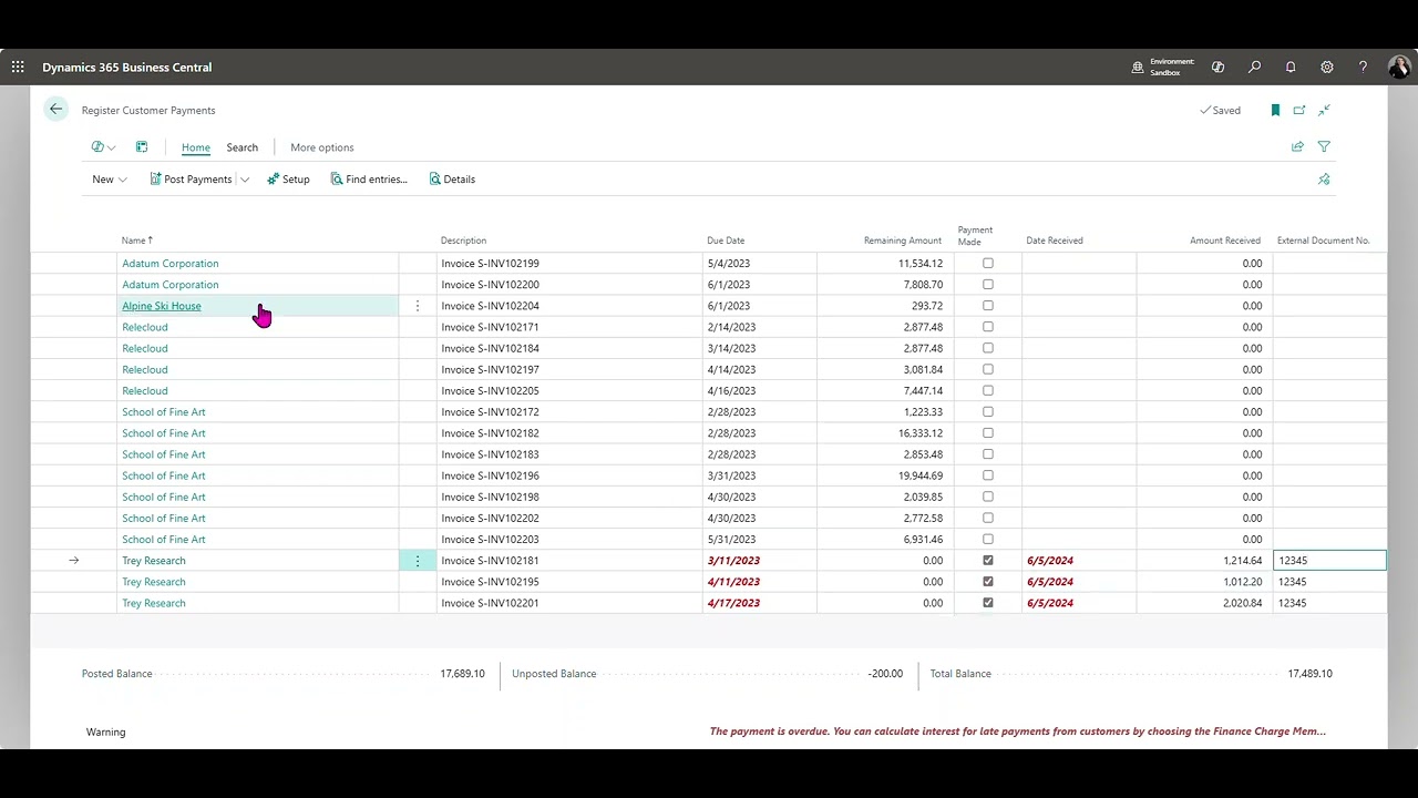 Register Customer Payments in Dynamics 365 Business Central - YouTube