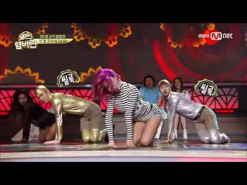 Apink Namjoo on Golden Tambourine performing 24 hours and she shout "Apink Sorry" in the last.