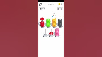 Color Hoop Stack Puzzle Level 137 Walkthrough Solution iOS/Android