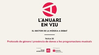 [L'Anuari en Viu] Taula III - Protocols de gènere i presència de dones a les programacions musicals