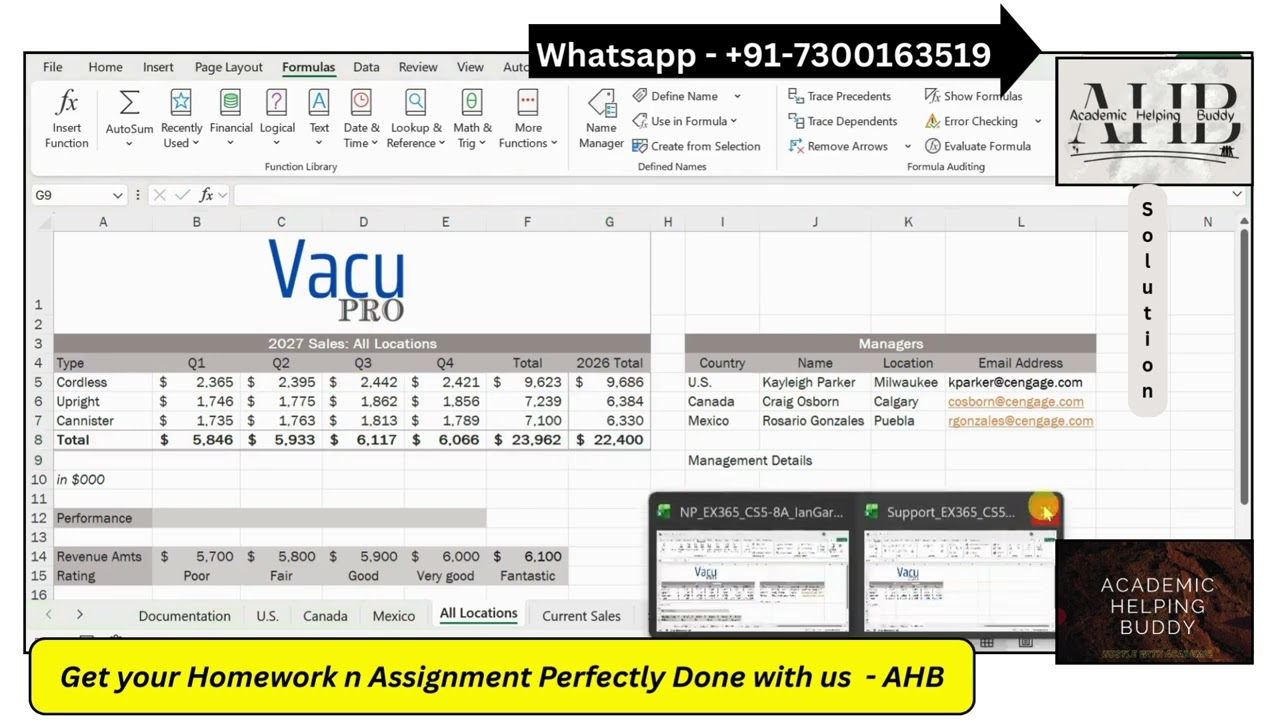 Excel SAM Capstone Modules 5-8 Help - VacuPro Complete Project A Walkthrough