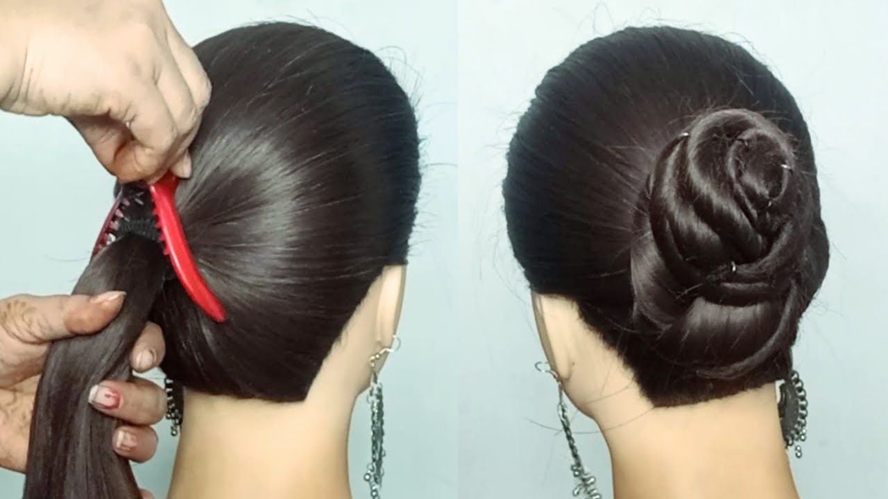 Simple Hairstyle ! simple hair bun with Clutcher ! easy bun hairstyles