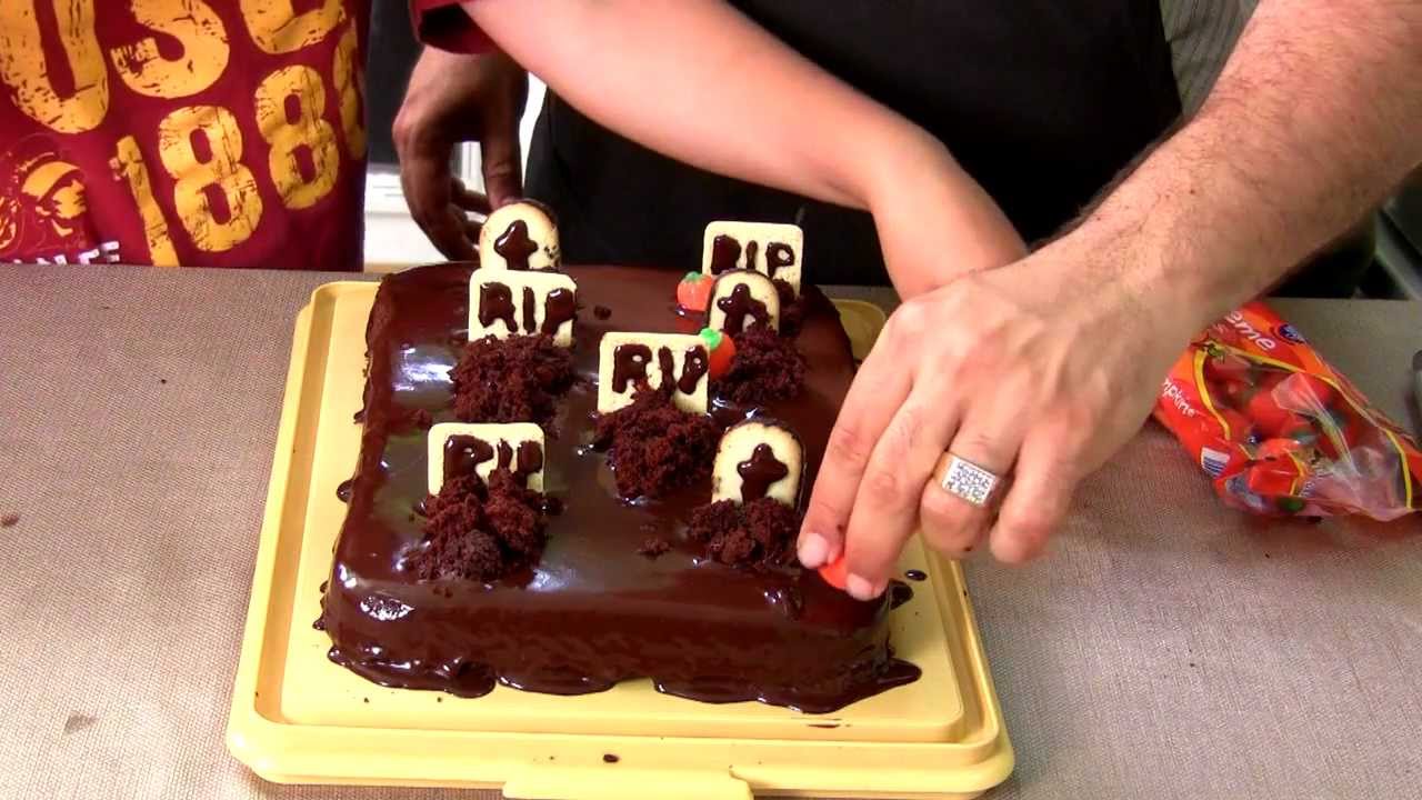 halloween cemetery cake youtube