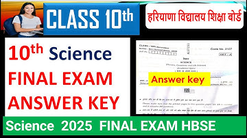 10th science 2025 paper answer key Haryana   || 10th class Science Exam 11/03/2025 solution hbse