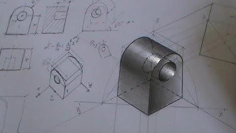 Axonometría isométrica de prisma más semicilindro y cilindro hueco