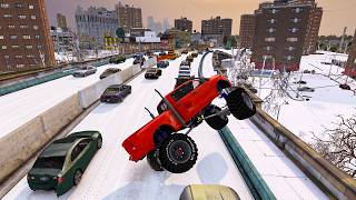 GTA 4 WINTER CRASH TESTING REAL CARS 279
