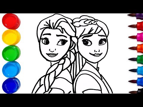 Belajar Cara Menggambar dan Mewarnai Princess Elsa and Anna Frozen - Untuk anak anak - Learn Colors