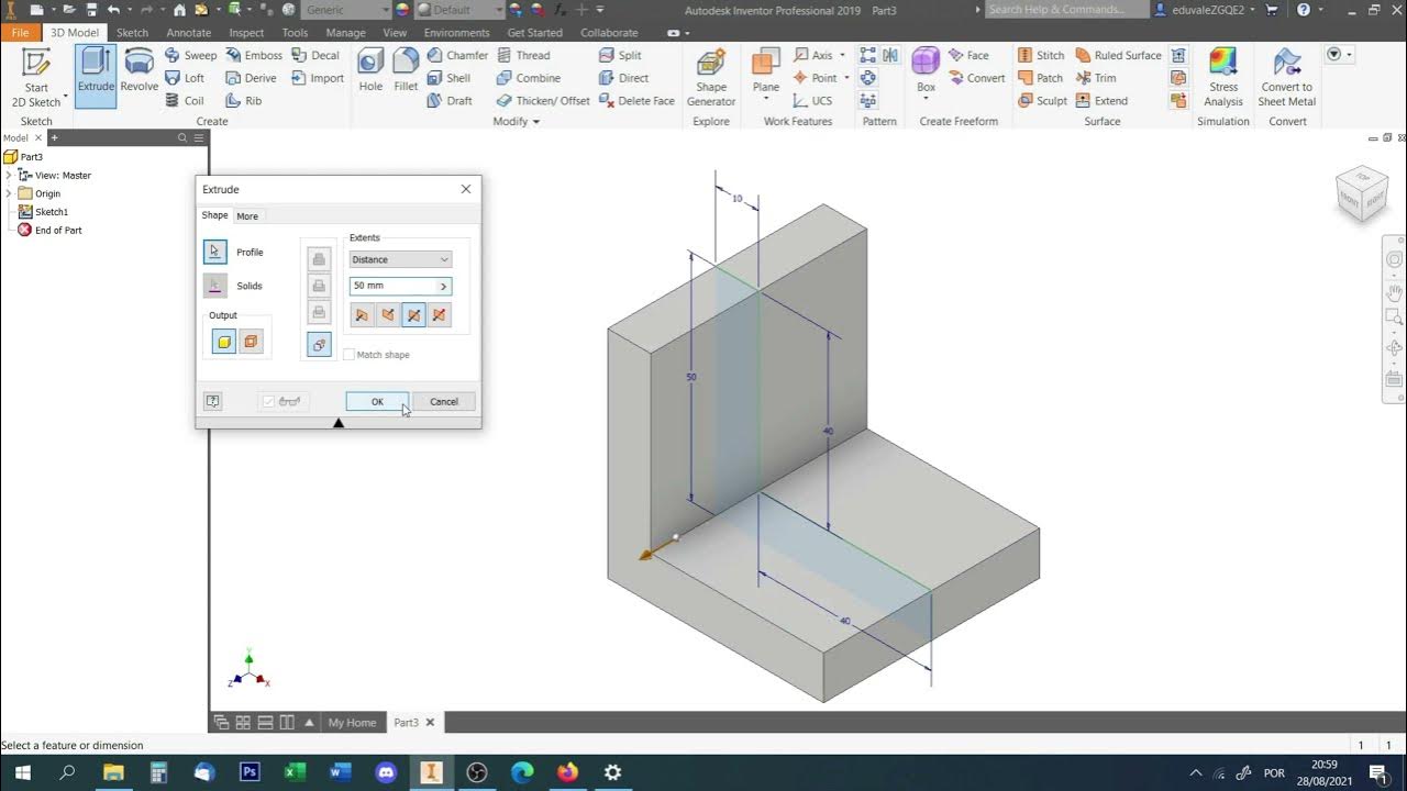 How To Make A Rib Autodesk Inventor YouTube