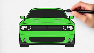 How to Draw a Dodge Challenger Easy | Step by Step Car Drawing