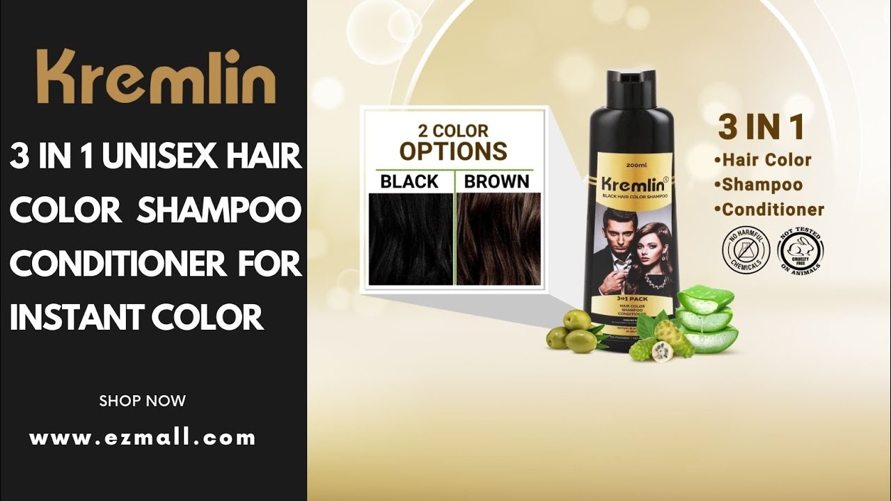 Kremlin 3 In 1 Unisex Hair Color Shampoo Conditioner for Instant Color