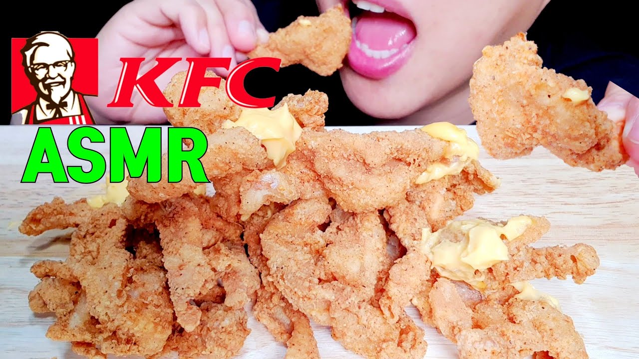 ASMR *KFC* DEEP FRIED CHICKEN SKIN CHEESE SAUCE KFC 닭껍질 튀김 치즈소스 먹방