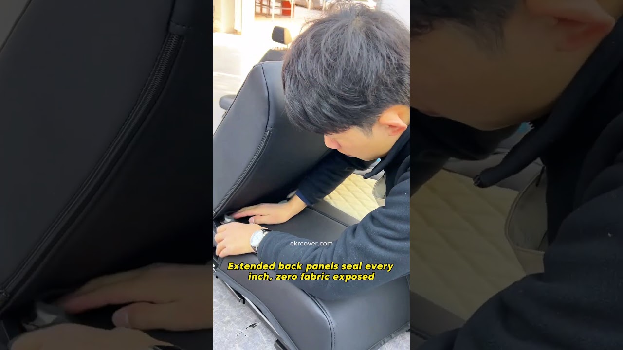 Custom-fit Honda: EKR custom black and white rear seat cover for Honda Breeze installing