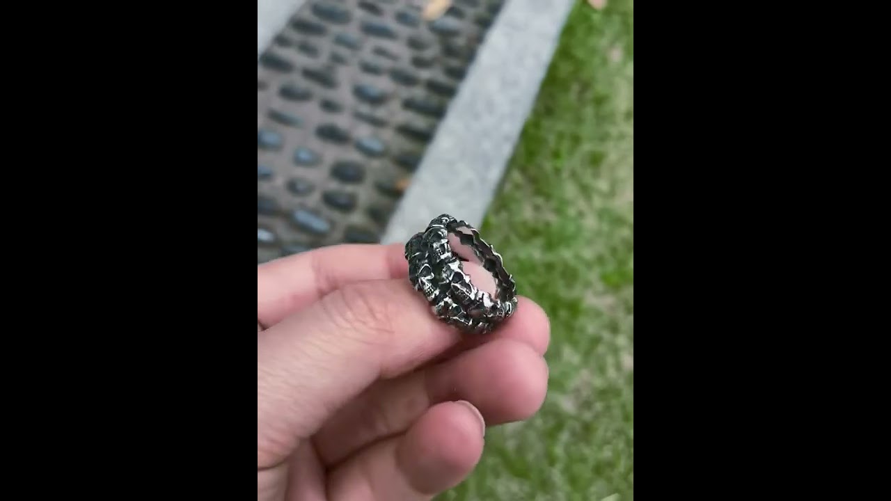 ZMY Home Dual Skull Ring Gothic Stainless Steel Skeleton Ring for Men Women