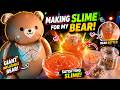 Giant Teddy Bear Gets a Slime Makeover #slimeasmr #teddybear #glitterslime #satisfying