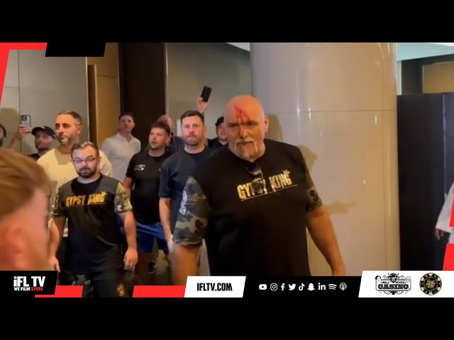 F****** CHAOS ERUPTS AS BIG JOHN FURY IS CUT OPEN BY HEADBUTT FOLLOWING ALTERCATION WITH TEAM USYK class=