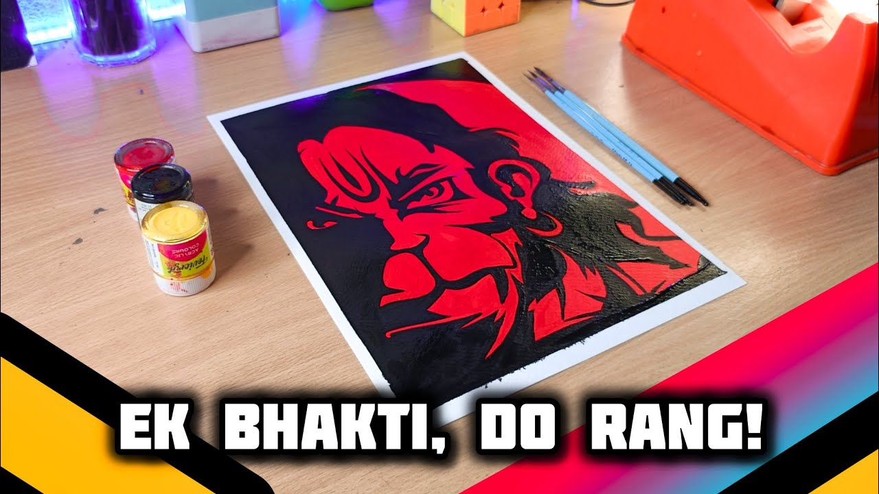 Black & Red Magic: Bajrangbali Ji Painting Time-lapse | Acrylic on Paper